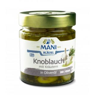 Mani Knoblauch in Olivenöl mit Kräutern, 185 g Gla